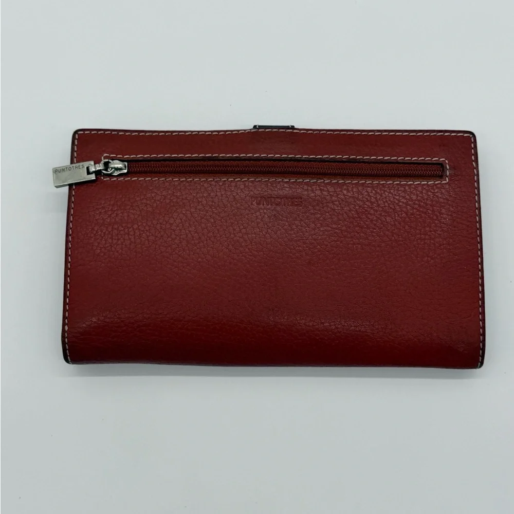 Puntotres Genuine Leather Travel Wallet Passport Organizer Brown Spain Zip